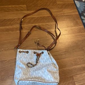 Michael Kors white and brown tote bag